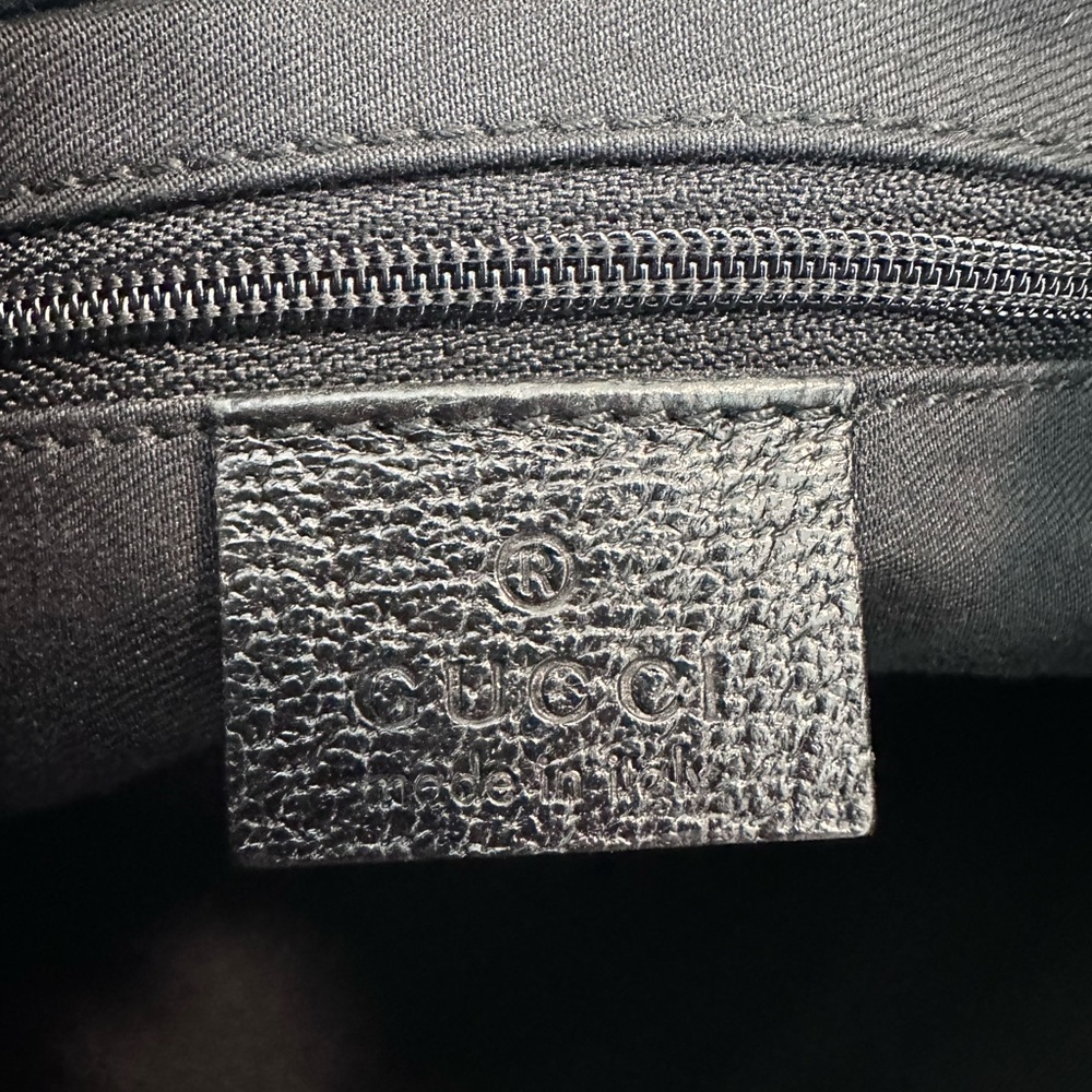 Authentic Gucci GG Monogram Canvas Leather Horsebit Hobo Shoulder Bag Black - Picture 6 of 9